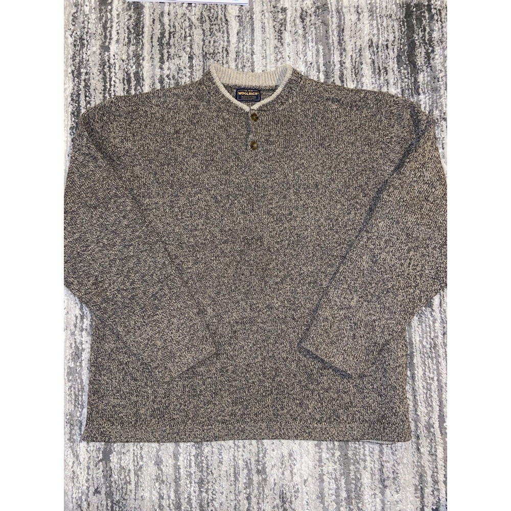 Woolrich Wool Sweater Olive Heather Men XL  Pullover Button Up Henley Knit